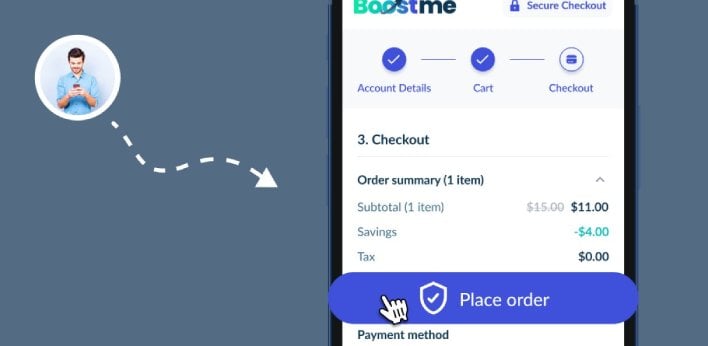Step 2: enter your username and place your order through secure checkout